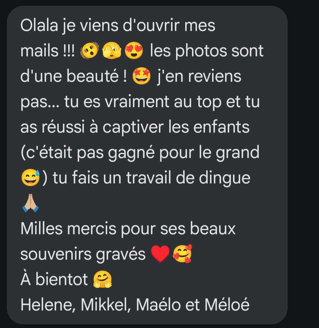 avis de client famille pour la photographe