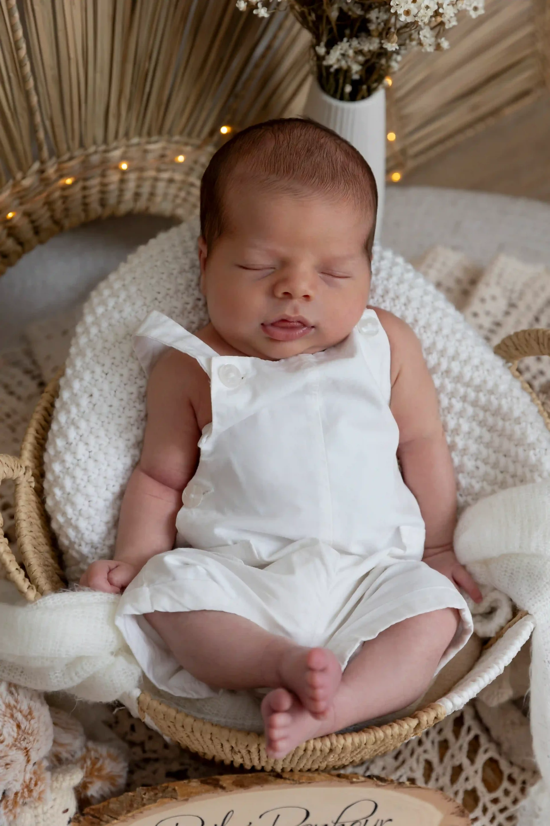 photo de naissance, bébé dans un panier