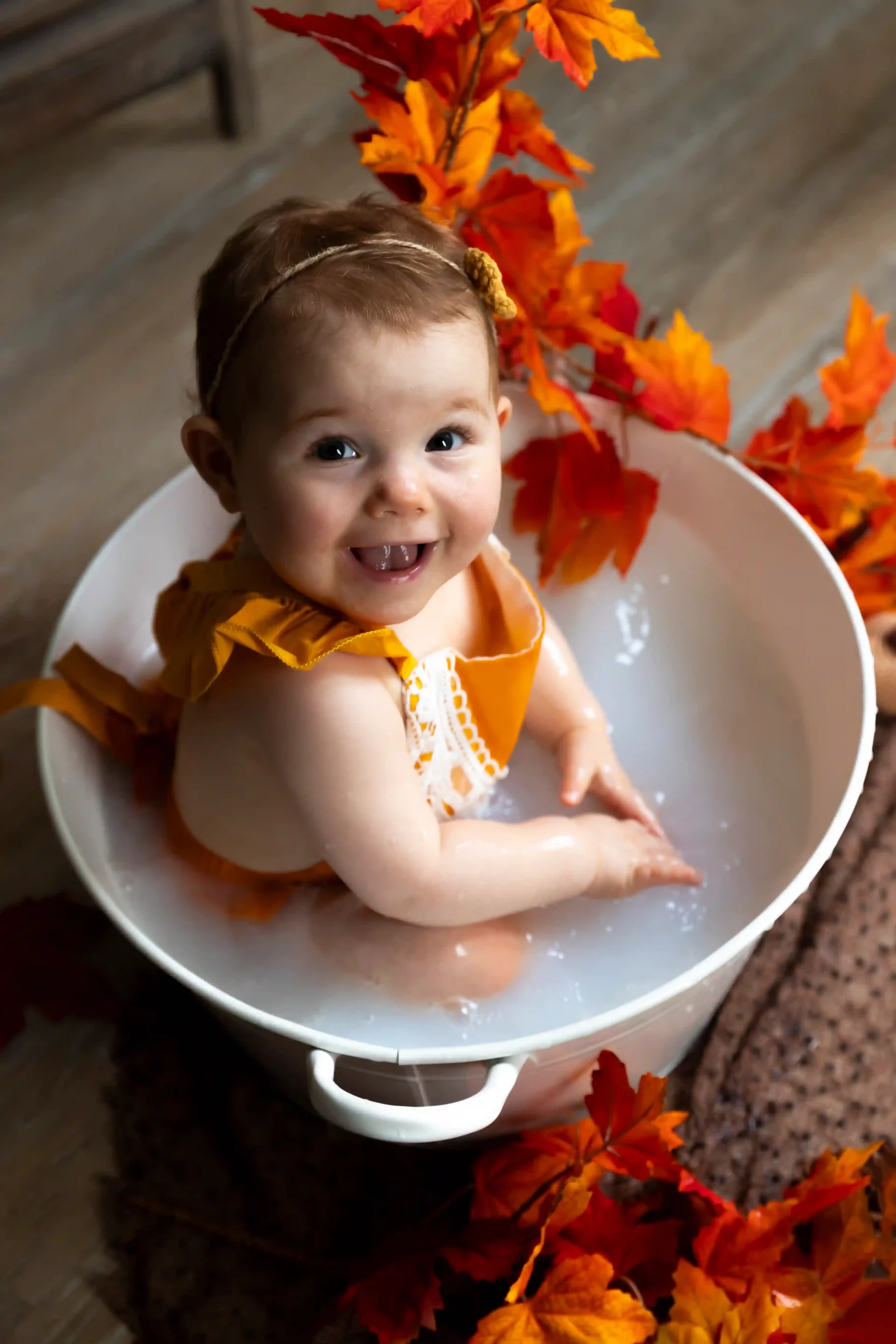 photo bain de lait aux couleurs automnales